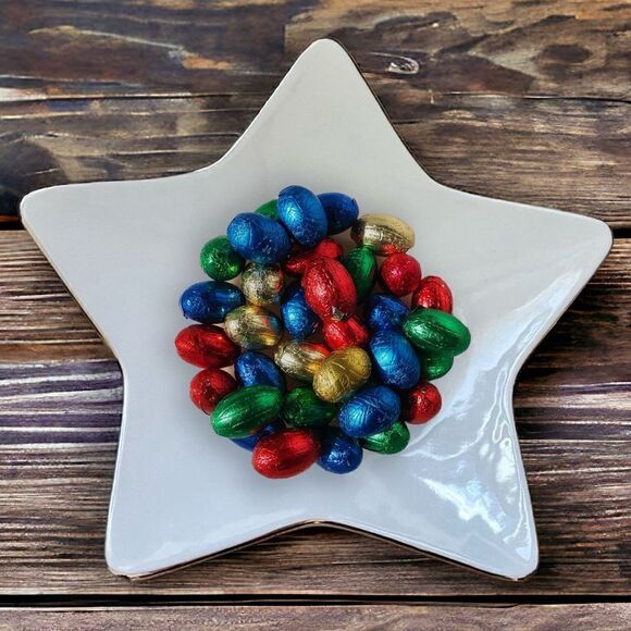 St.Nicholas Square Tis the Season Star Plate Platinum Rim White Porcelain - Picture 3 of 13